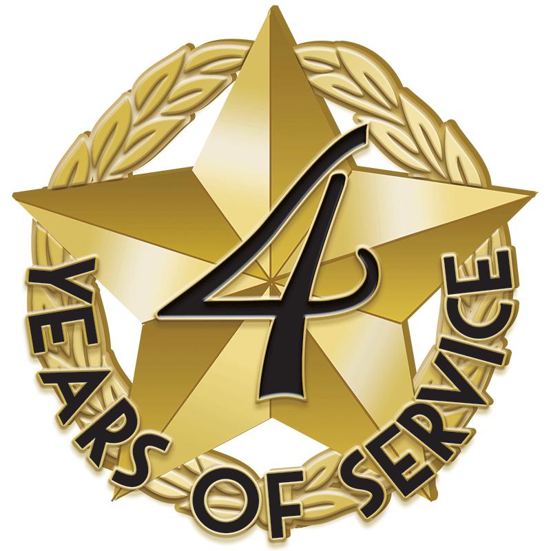 1"Wx1"H 4 YEAR SERVICE REC PIN