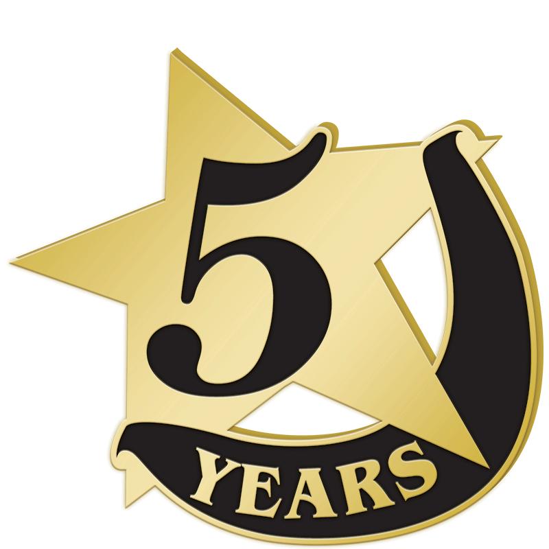 1"Wx1"H 5 YEAR RECOGNITION PIN