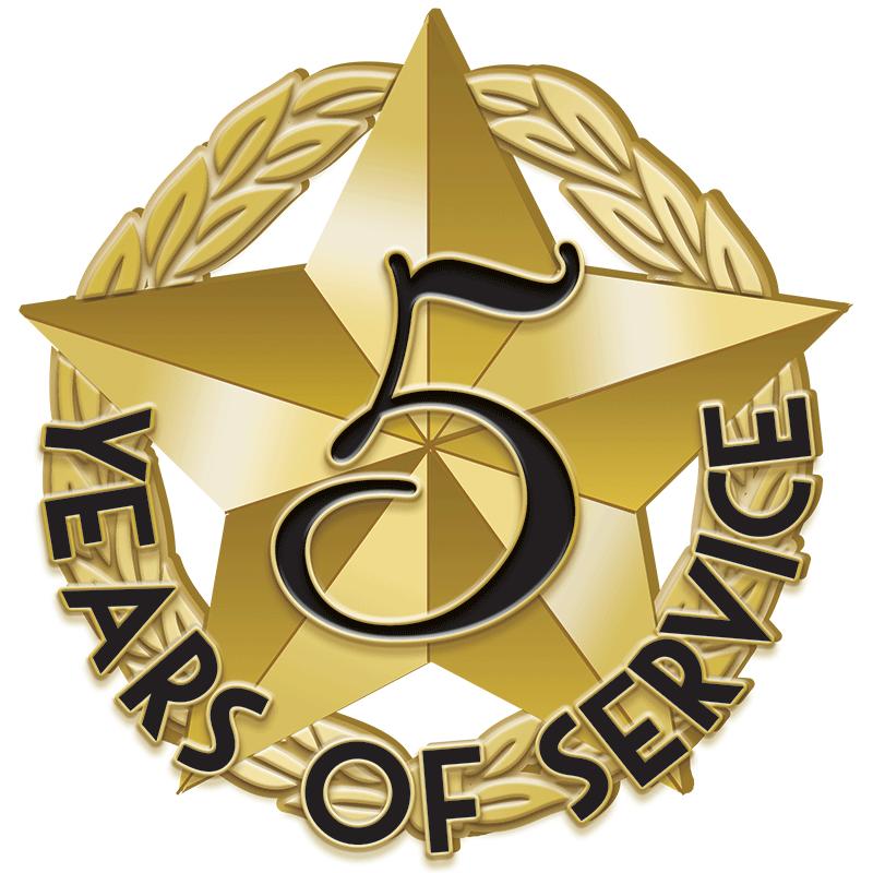 1"Wx1"H 5 YEAR SERVICE REC PIN