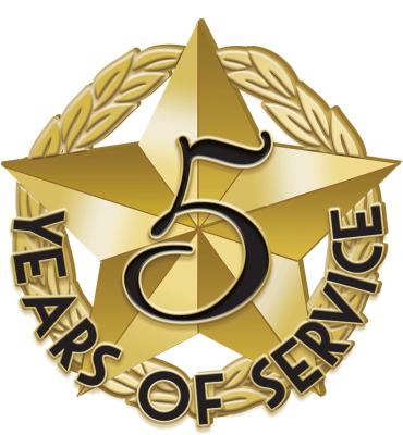 5 Years Of Service Recognition Pin