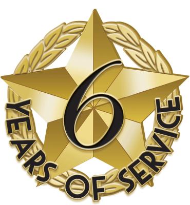 6 Years Of Service Recognition Pin