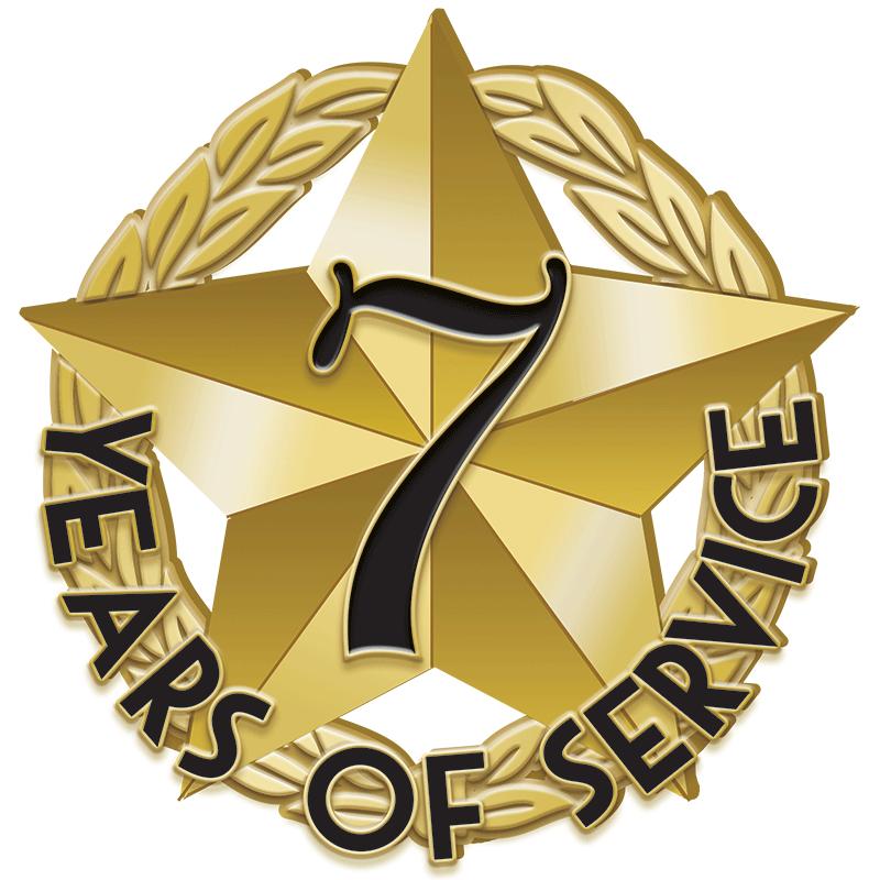 1"Wx1"H 7 YEAR SERVICE REC PIN