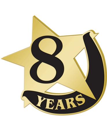 8 Years Recognition Pin
