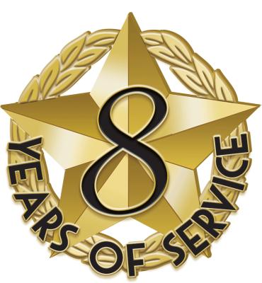 8 Years Of Service Recognition Pin
