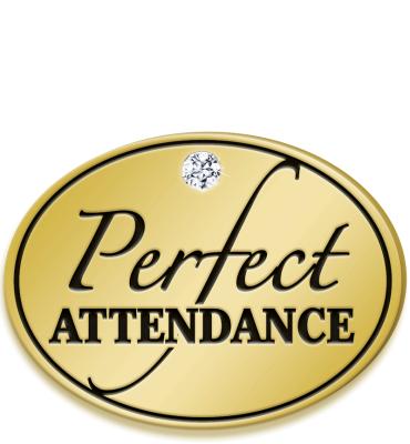 Perfect Attendance Recognition Pin W/Stone
