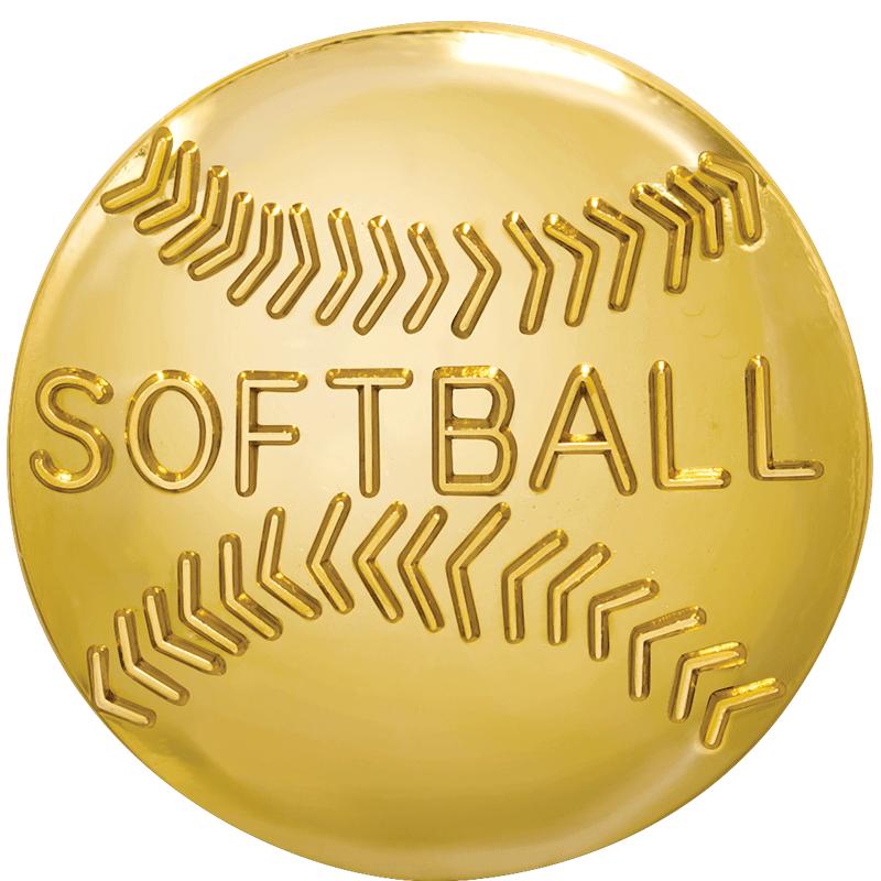 1"Wx1"H CHENILLE PIN-SOFTBALL