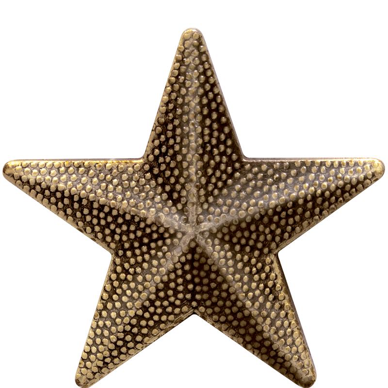 1"CHENILLE STAR PIN ANTQ GOLD