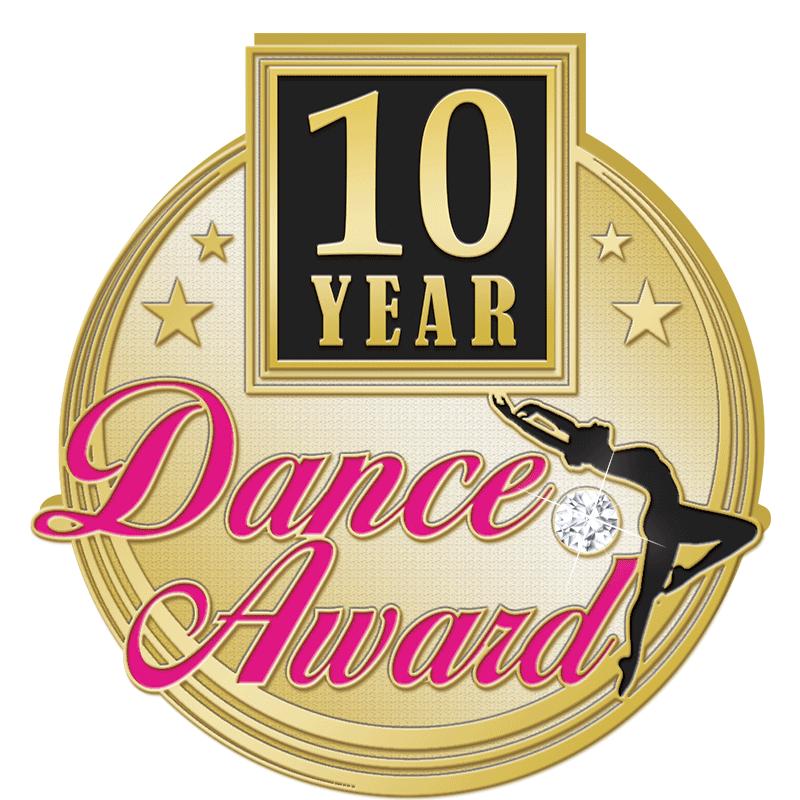1.18"Wx1.25"H 10YEAR DANCE PIN