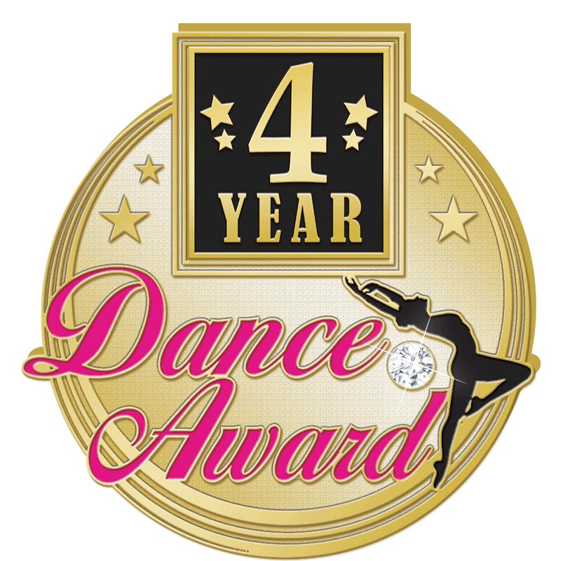 1.18"Wx1.25"H 4 YEAR DANCE PIN