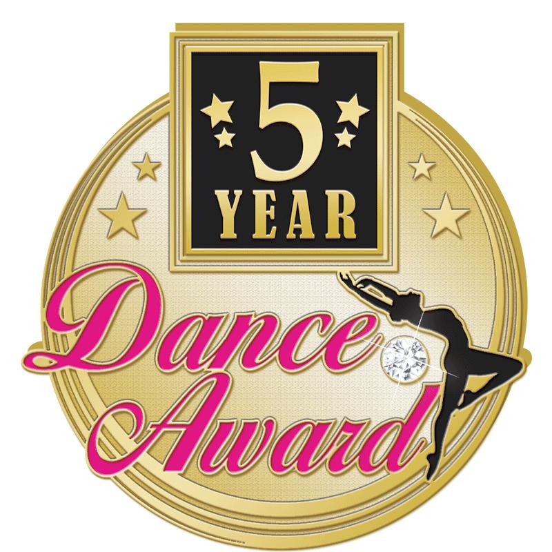 1.18"Wx1.25"H 5 YEAR DANCE PIN