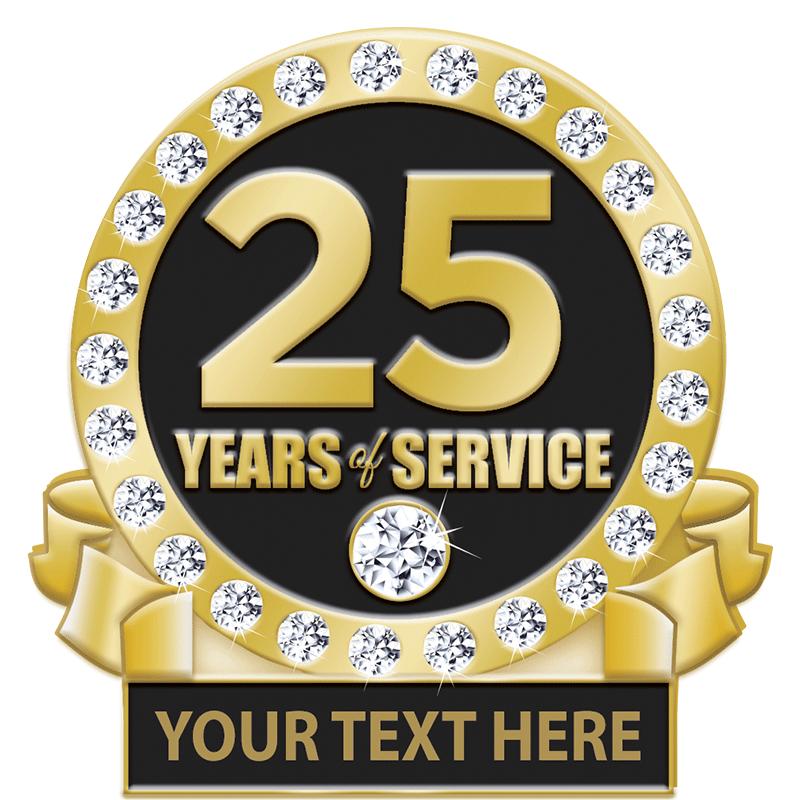 1.25"Wx1.25"H 25YR ENGRAVE PIN