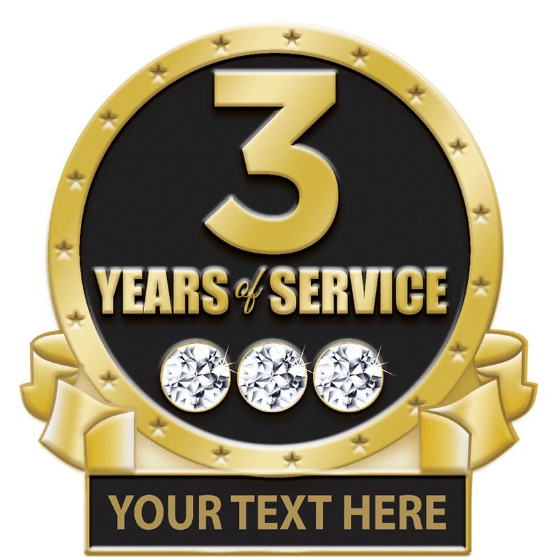 1.25"Wx1.25"H 3 YR ENGRAVE PIN