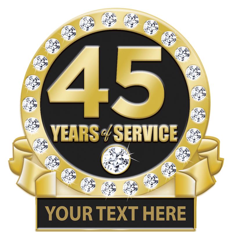 1.25"Wx1.25"H 45YR ENGRAVE PIN