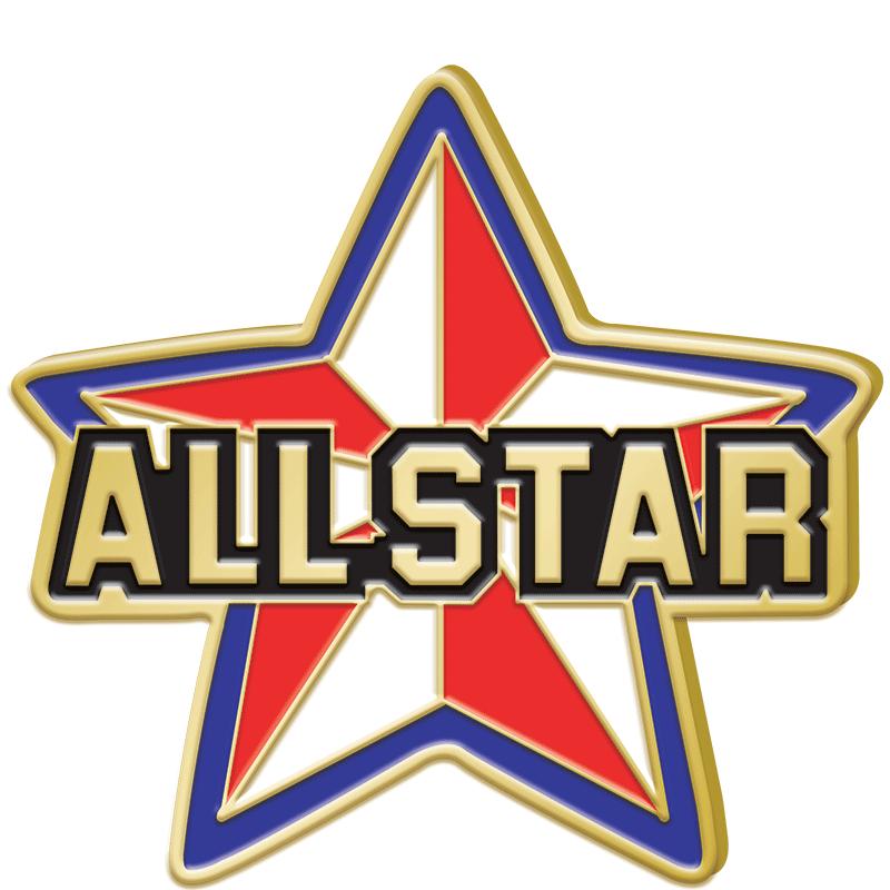 1.25"Wx1.25"H PIN ALL STAR