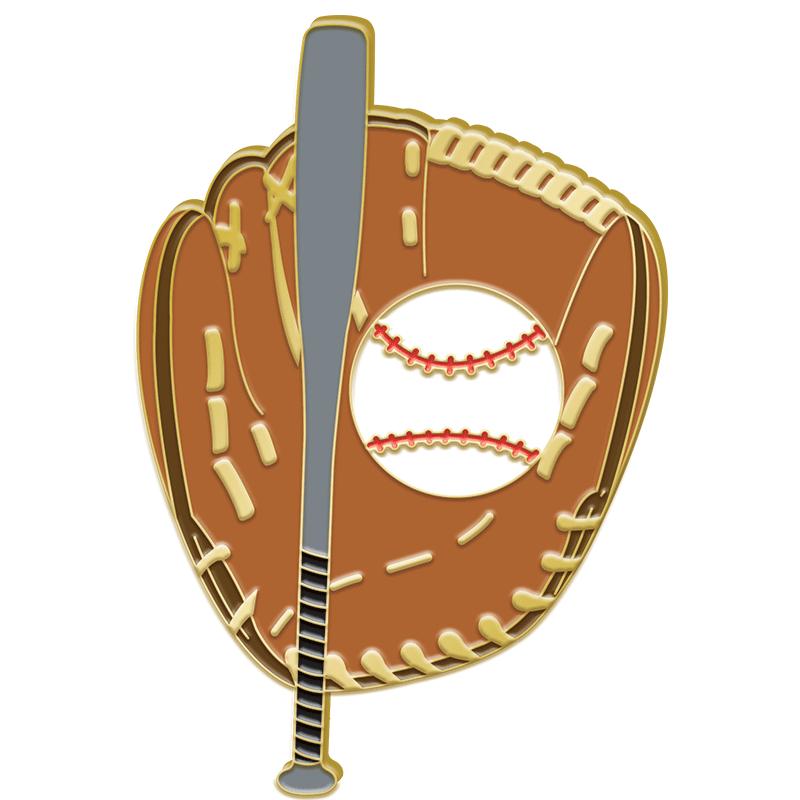 1"Wx1.5"H ENAMEL PIN-BASEBALL