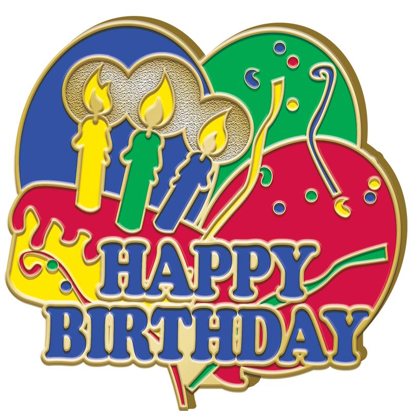 1.25"Wx1.25"H PIN-HAPPY B-DAY