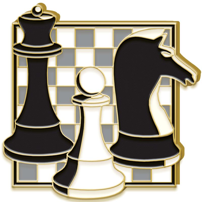 1.25"Wx1.25"H ENAMEL PIN-CHESS