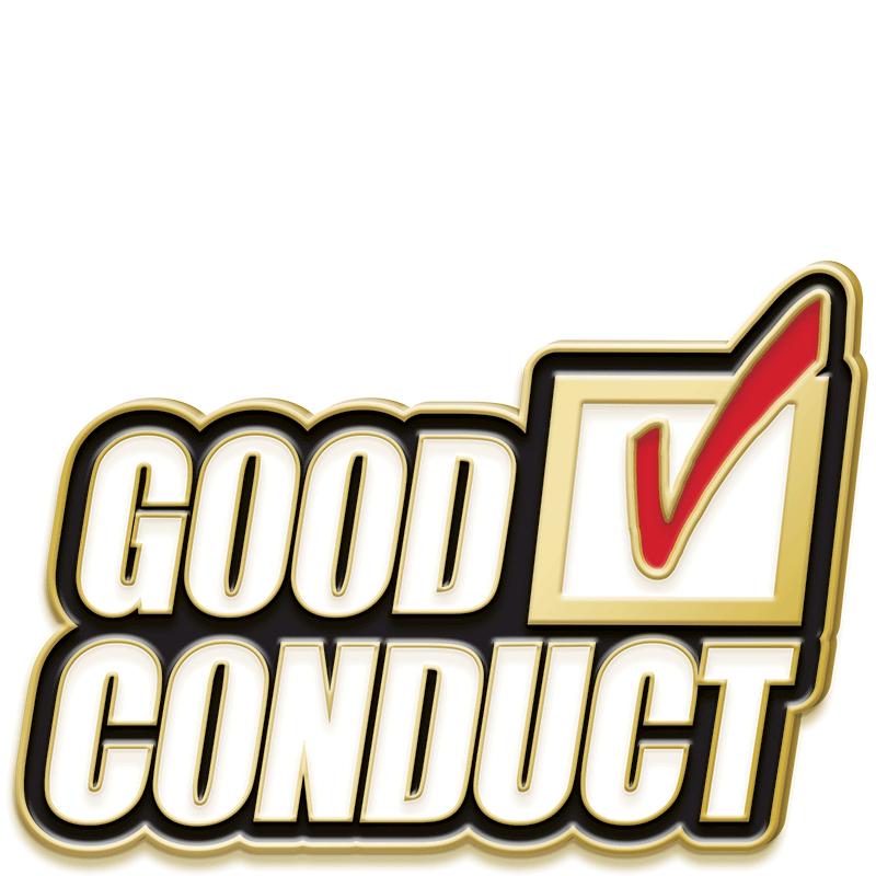 1.25"Wx.75"H PIN-GOOD CONDUCT