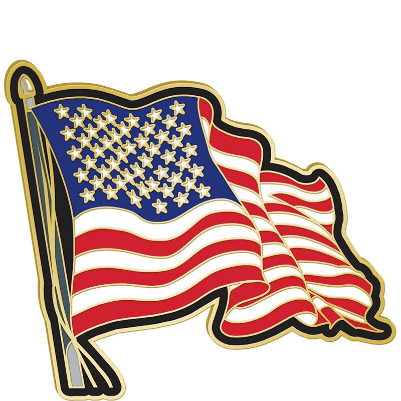 1"Wx1"H ENML PIN-AMERICAN FLAG