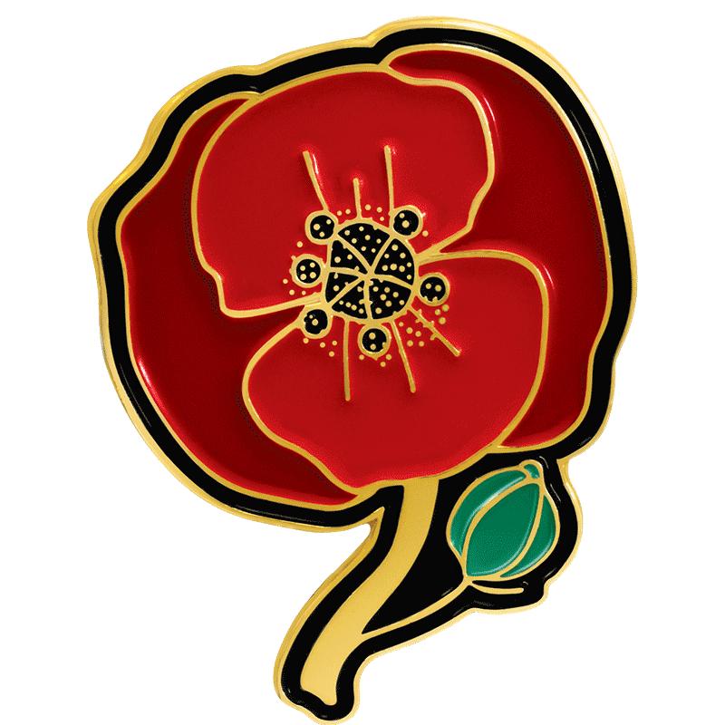 .84"W x 1"H ENAMEL PIN - POPPY