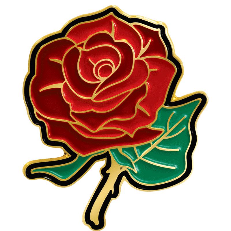 .89"W x 1"H ENAMEL PIN - ROSE