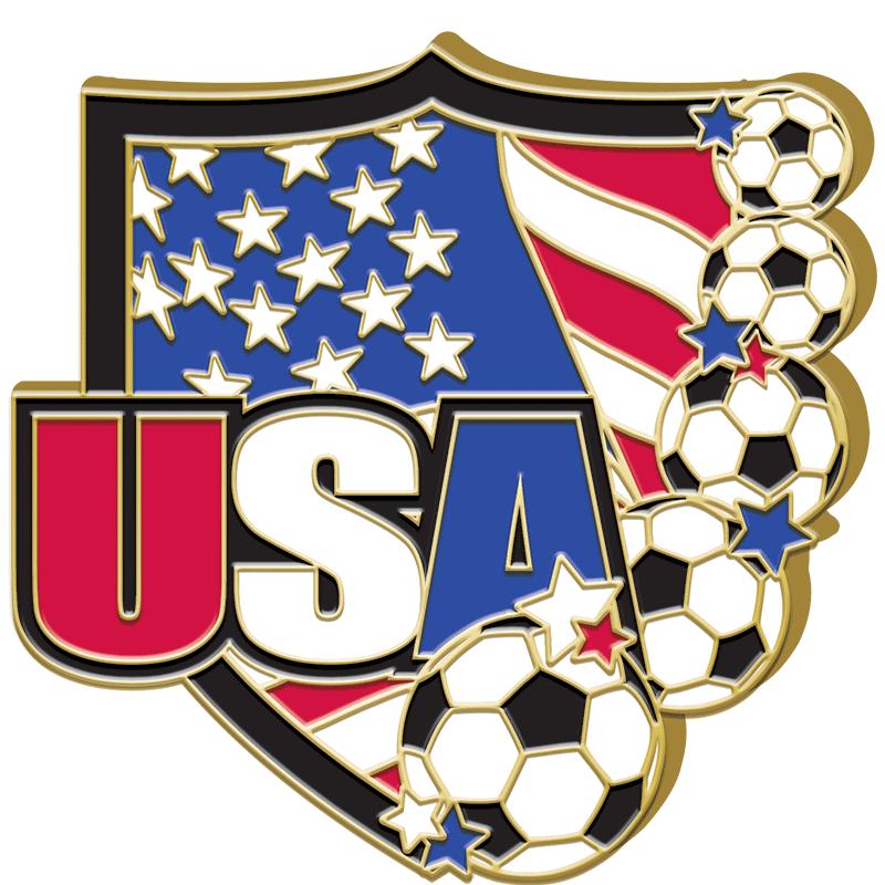 1.25"Wx1.25"H PIN-USA SOCCER