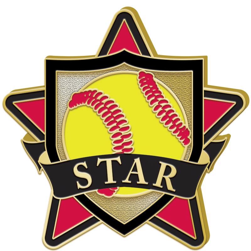 1.25"Wx1.25"H PIN-SOFTBAL STAR