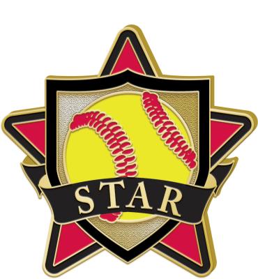 Softball Star Pin