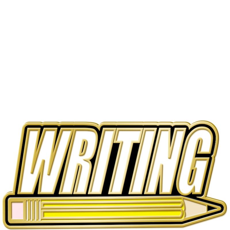 1.25"Wx.5"H ENAMEL PIN-WRITING