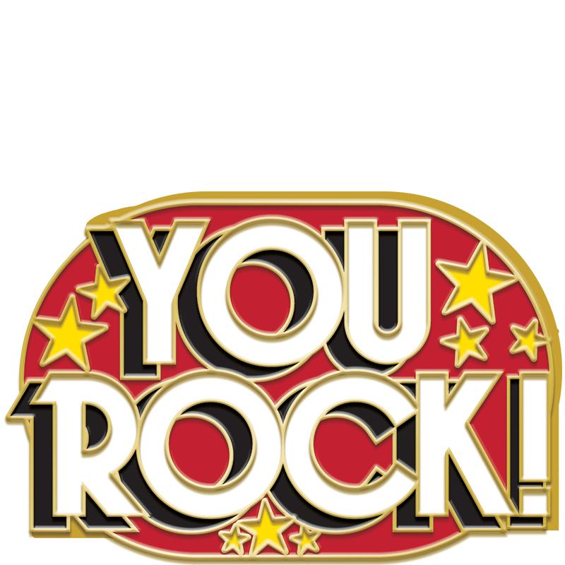 1.25"Wx.81"H ENML PIN-YOU ROCK