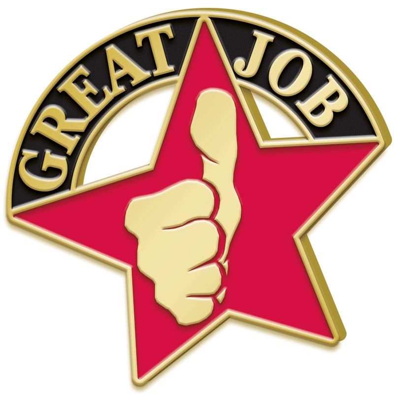 1"Wx1"H GREAT JOB RECOGN PIN