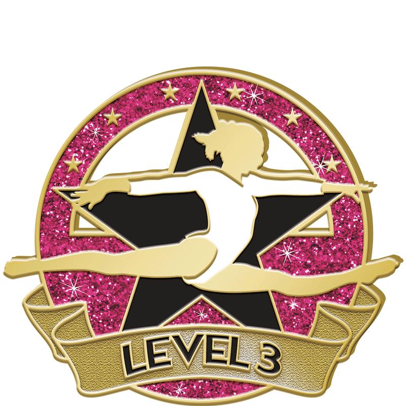 1"Wx1"H GYM GLITTER LVL 3 PIN