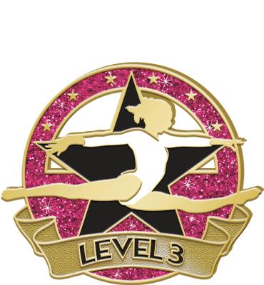 Level 3 Glitter Gymnastics Pin