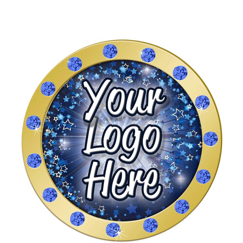 1.3"BLUE RHINESTONE INSERT PIN