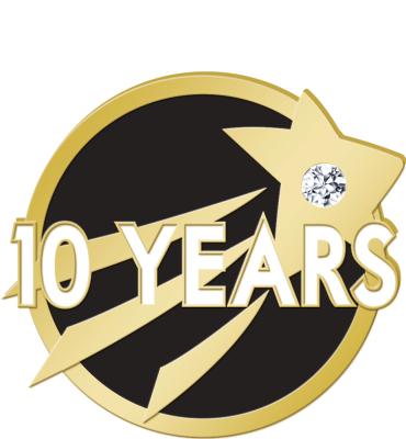 10 Year Star With Gem Achievement Pin