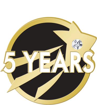 5 Year Star With Gem Achievement Pin