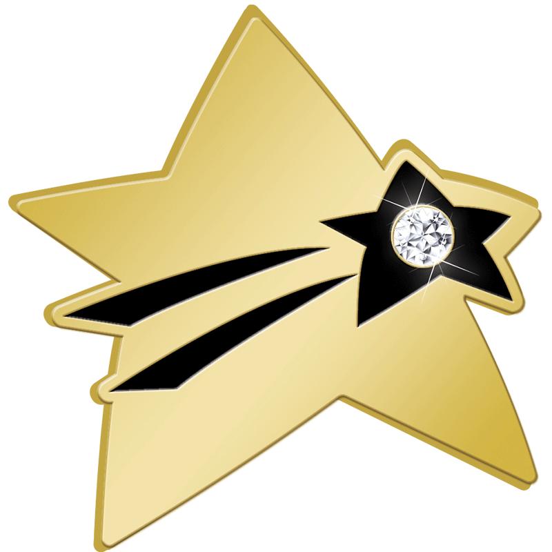 1"Wx1"H METEOR STAR W/ GEM PIN