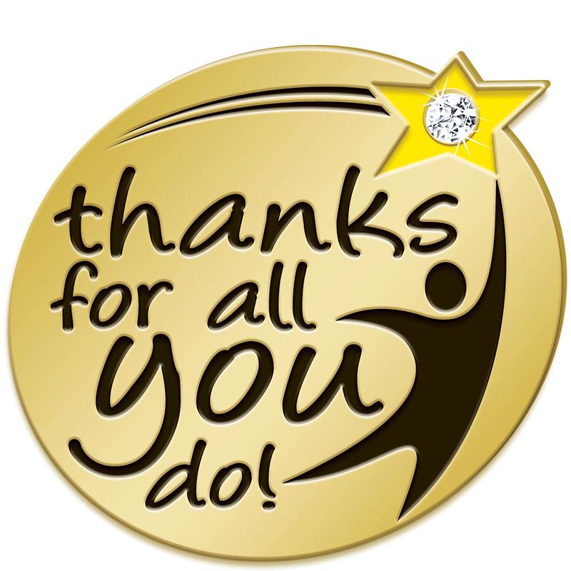 1"Wx1"H THANK YOU RECOGN PIN