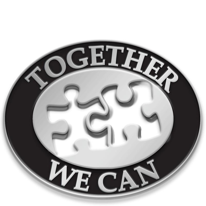 1"Wx1"H TOGETHR/CAN PUZZLE PIN
