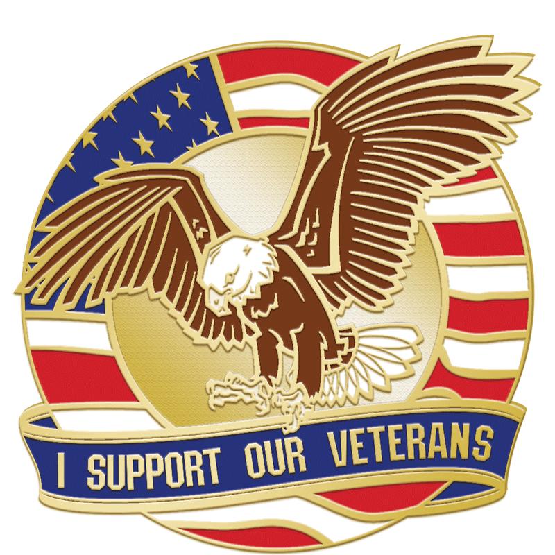 1"Wx1"H I SUPPORT VETERANS PIN
