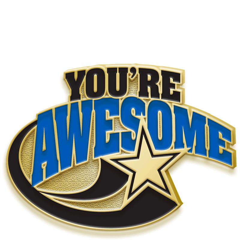 1"Wx1"H YOURE AWESOME RECO PIN