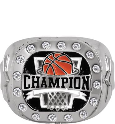 Basketball Champion Silver Crystal Ring