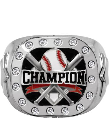 Baseball Champion Silver Crystal Ring