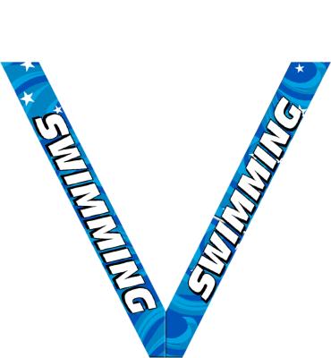 Swim Blue Swirl Sateen Neck Ribbon