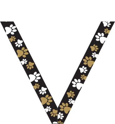 Paw Print Black Sport Neck Ribbon
