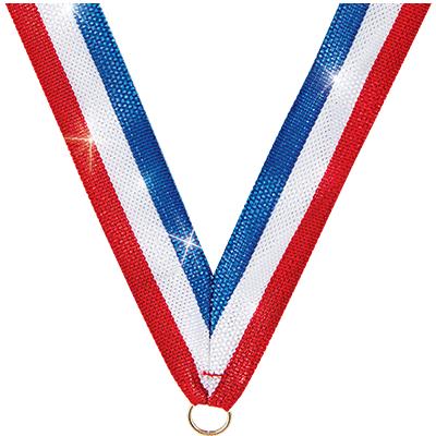 7/8" RD/WH/BL METALLIC RIBBON