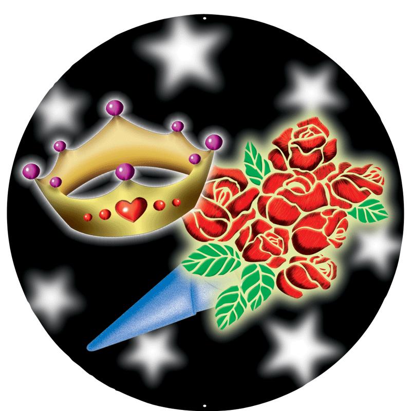 2" BEAUTY CROWN/ROSES STICKER