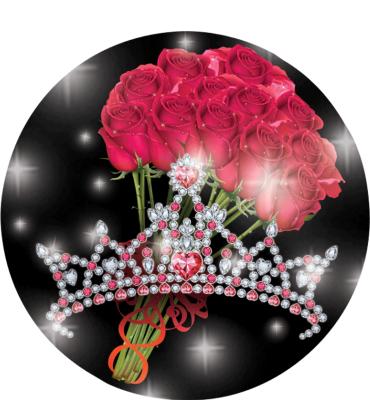 2" Beauty Pink Tiara/Roses Sticker