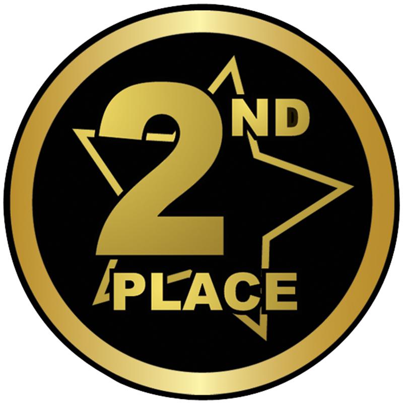 2" 2ND PLACE BLK/GLD STAR STKR