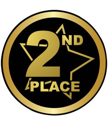 2" 2nd Place Black/Gold Star Sticker